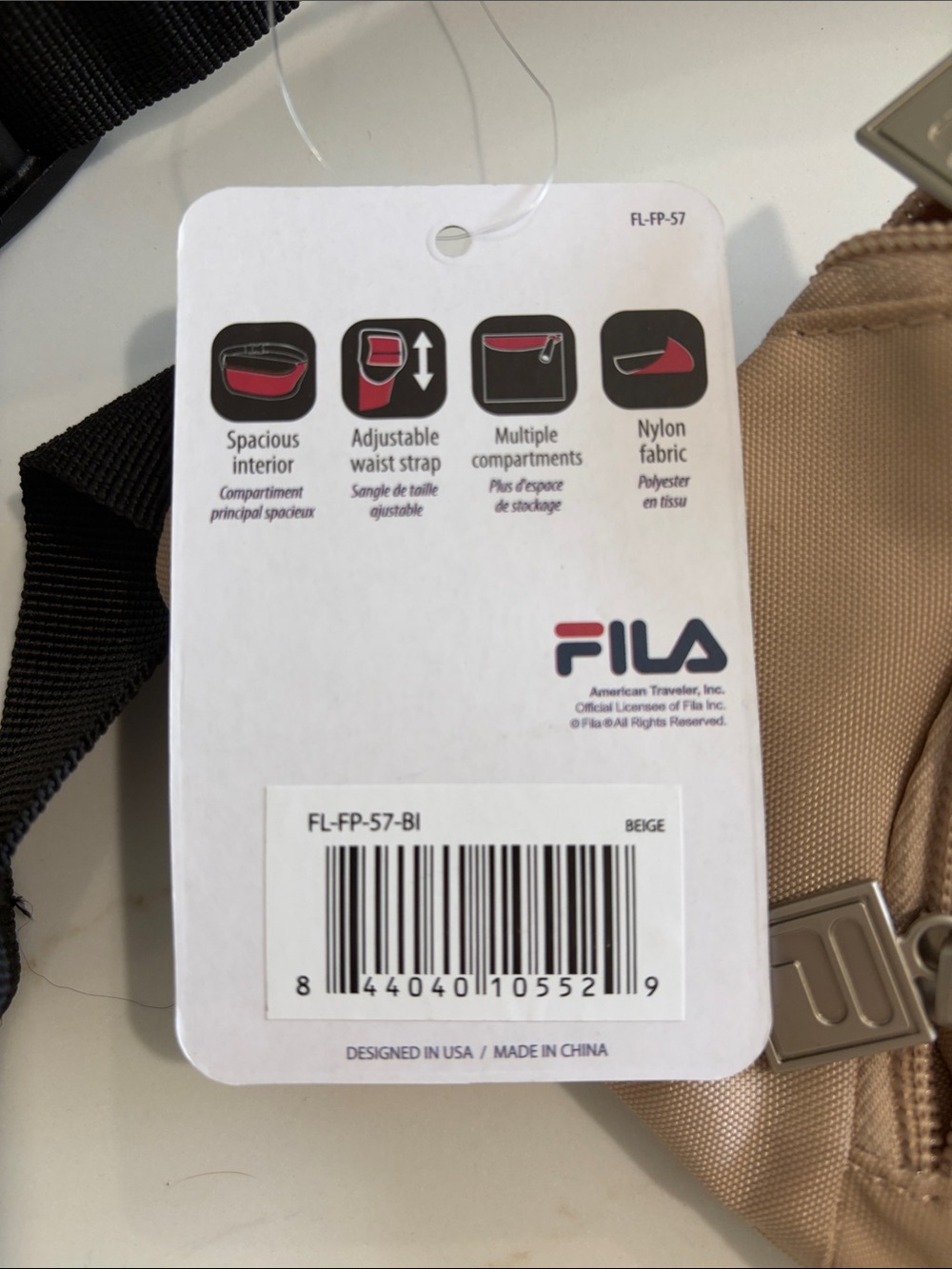 FILA Beige Belt Bag with Black Strap - Picture 2 of 2